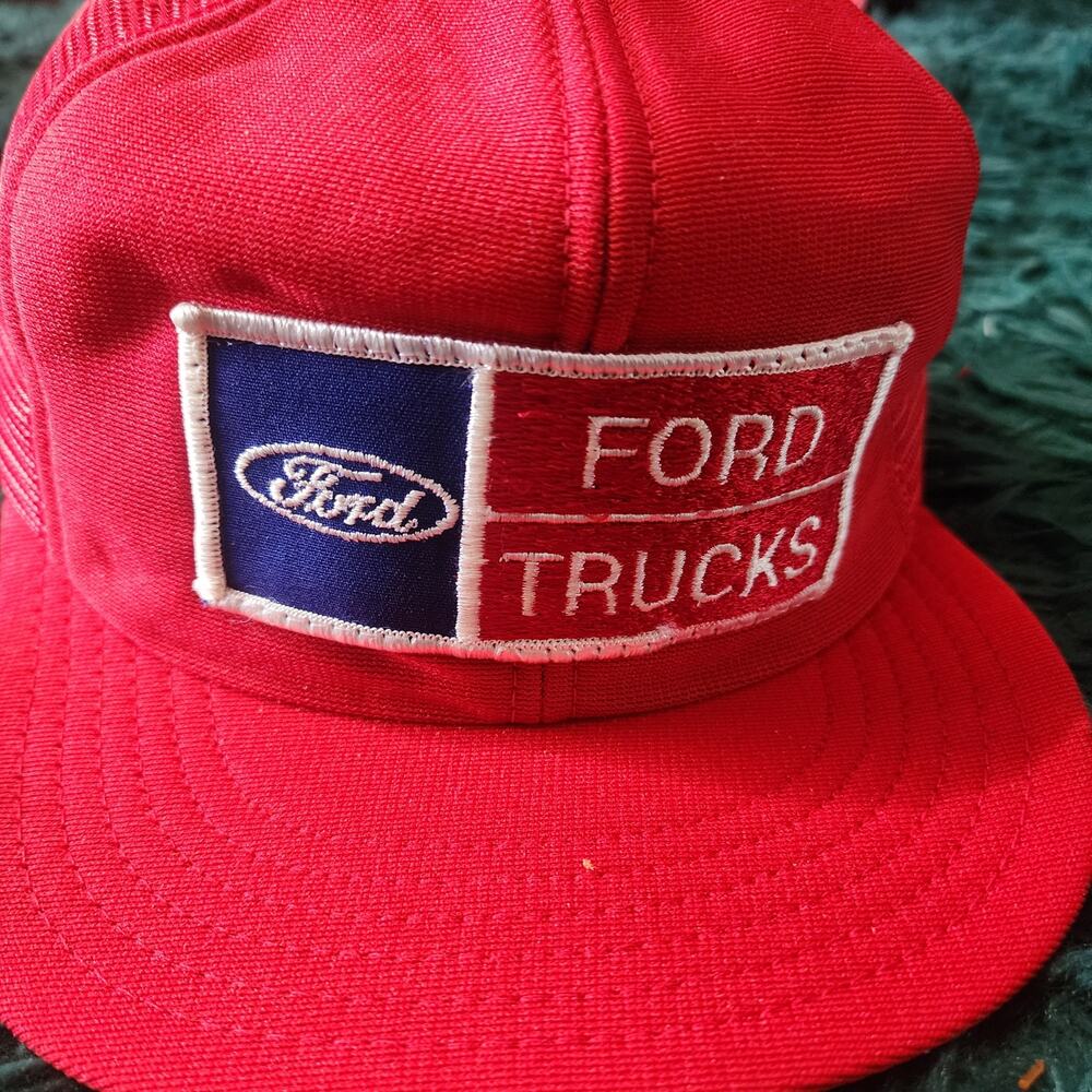 Vintage Ford Trucks Mesh Snapback Hat Made in USA Red Patch Cap